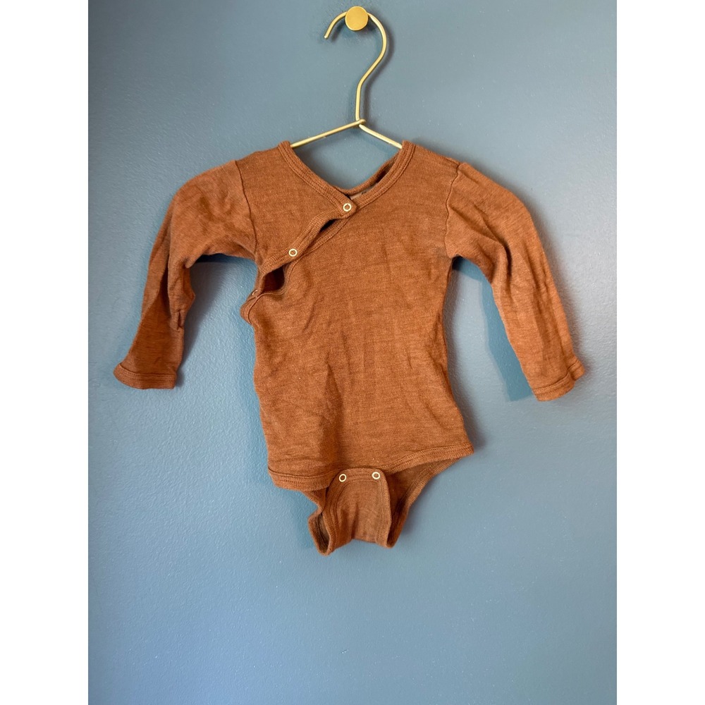 Siskin by Engel Wool Silk Kimono Bodysuit Terracotta Brown 3-6M Made‎ in Germany